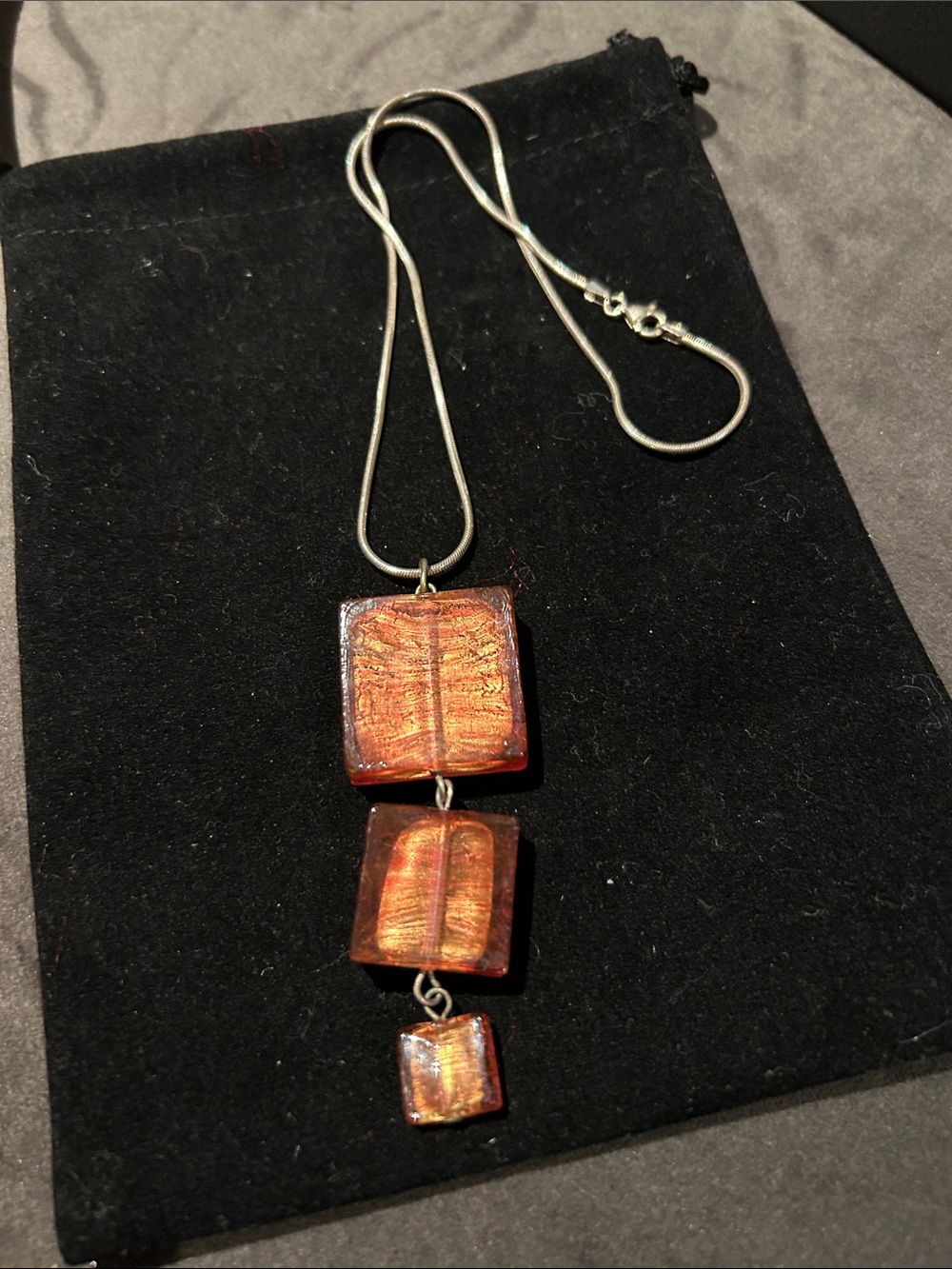 Handmade Iridescent Copper Glass Pendant Necklace - Women Jewelry